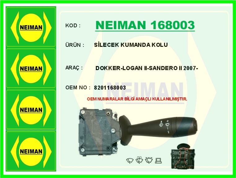 Silecek Kumanda Kolu Dokker-Logan II-Sandero II 2007-