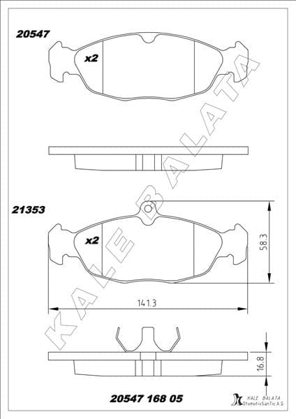Ön Balata Astra F-Corsa A B -Vectra A-Tigra- 94-00 Combo 1.4-1.6i-1.7 D 92-00 GDB1040