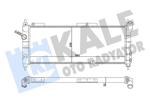Su Radyatörü Opel Corsa B-Combo-Tigra 1.2I 1.4I 1.6I 16V 93 > MT Ac Mekanik 680x268x32