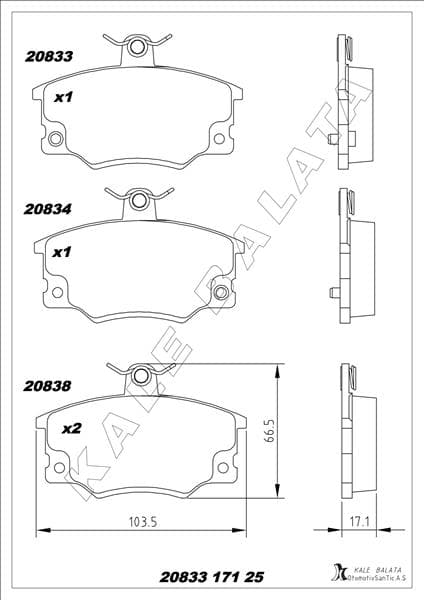 Ön Fren Balatası Fiat Tempra-Tipo-Uno-Punto Alfa Romeo 33-145-146-155