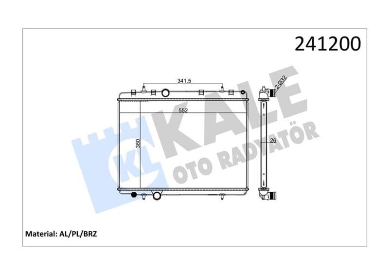Radyatör 407 04>C5 04>1.6HDI 2.2 16V Ac Mek 552x380x26 1 Sira Alb Sistem