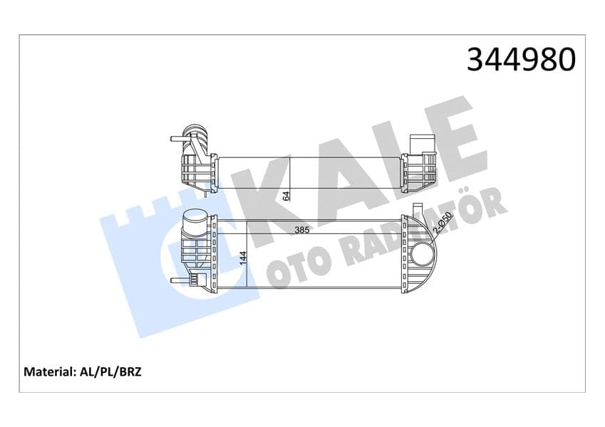 Turbo Radyatörü İntercooler KNG 1.5 dCi 08 > 385x143x64 Al/pl/brz