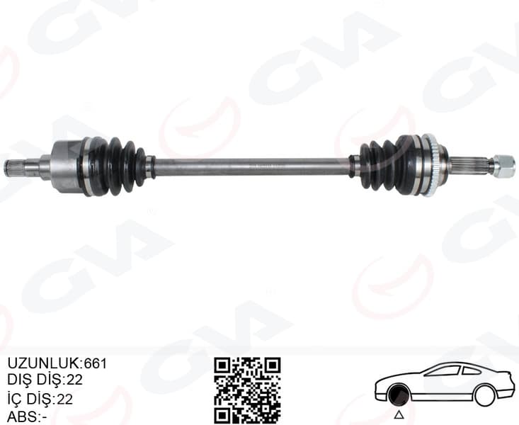 Komple Aks Sol Chevrolet Aveo 1.2 03-11 Kalos 1.2 03-08 Abs Li 47 Diş 22x22x661mm