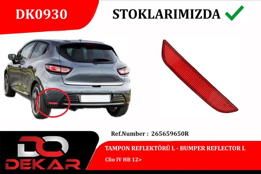 Arka Tampon Reflektörü Sol Renault Clio IV HB 12>