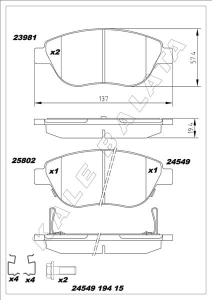 Ön Balata Corsa D Büyük Tip 1.3 Cdti 07/06 > Fiat 500L 12> 0.9T 1.4 1.3D MTJ 1.6D MTJ