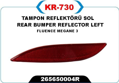 Arka Reflektör Sol Renault Fluence 09>15