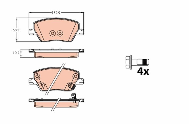 Ön Balata Fiat Egea 16> 1.0 1.3 MTJ 1.4 1.6 1.6D K:19 MM G:133 MM Y:58.5 MM Küçük Tip