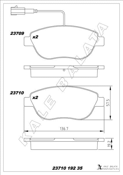Ön Fren Balatası Opel Combo D 12> Punto Evo 1.3-1.4-1.6D MTJ 09 > 500-500C 1.3DMJ 10 > Grande Punto 1.6DMTJ 09 > Çift Fişli