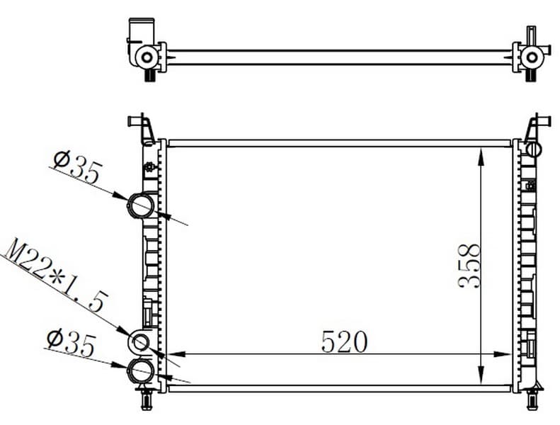 Radyatör Brazing Palio 1.2-1.4i 05 > Ac /- Mek 520x358x22