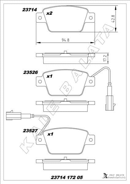 Arka Fren Balatası Fiat Stilo 02> Linea 07> Bravo II 07>14 Alfa Romeo Mito 08> Multipla 99>