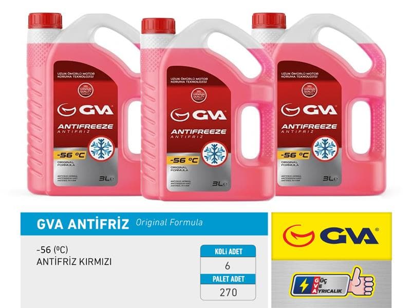 Antifriz 3 LT -56 C Kırmızı Long Life Koli 6 Ad Organik