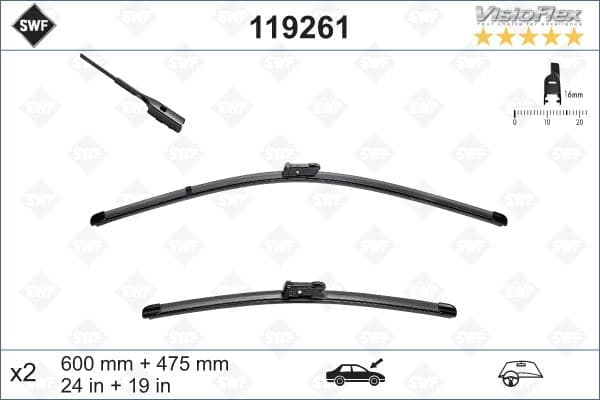 Silecek Süpürgesi Ön Takım GOLF6-Jetta-Passat 600 X 480 MM