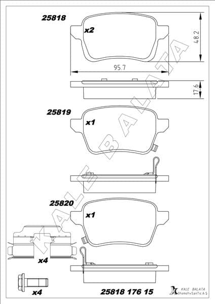 Arka Fren Balatası Opel Corsa E 14>19 Adam 14>19 15 Jant Rpo J67 Fiat Egea 16> 500L 13> 264mm