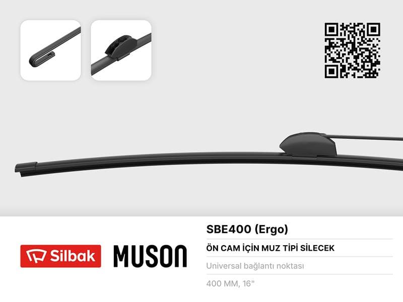 Silecek Süpürgesi Muz Tipi 400mm Üniversal Kancali Ergonomik