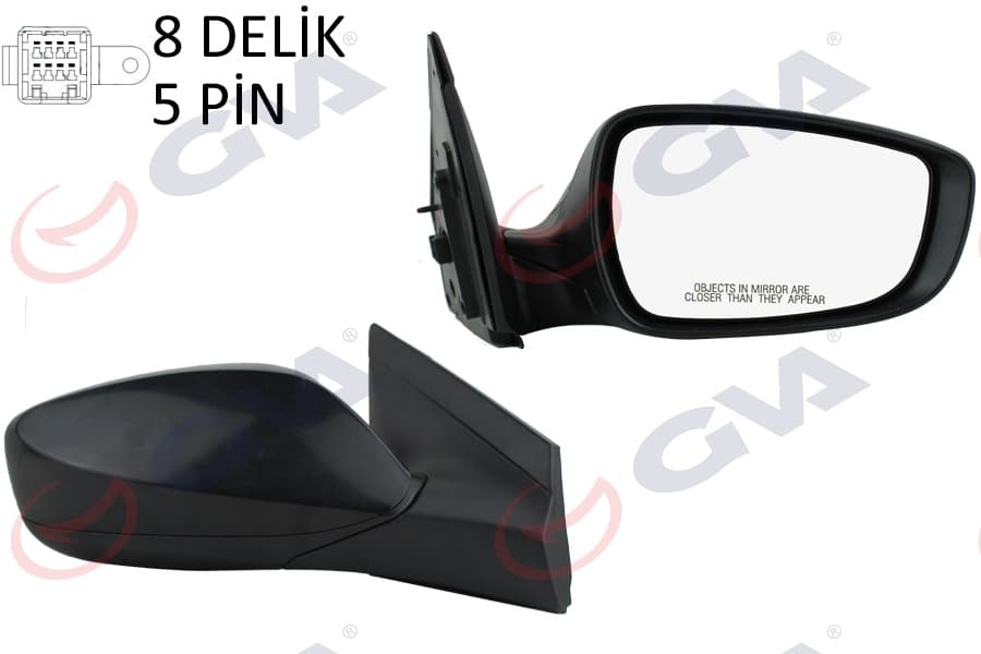 Diş Dikiz Aynasi Sağ Blue 12> Elektrikli İsitmali Siyah Kapak Konveks 5 Fiş VM-6451ER