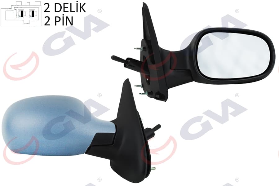 Diş Dikiz Aynasi Sağ Megane 99> Mekanik Sensörlü Astarli Konveks 2 Fiş VM-129PSR