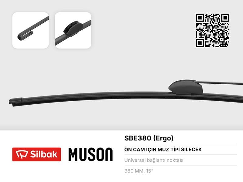 Silecek Süpürgesi Muz Tipi 380mm Üniversal Kancali Ergonomik